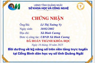 TRƯỜNG TIỂU HỌC THAM GIA KHÓA BỒI DƯỠNG KỸ NĂNG SỐ TRÊN NỀN TẢNG TRỰC TUYẾN TẠI CỔNG BÌNH DÂN HỌC VỤ SỐ TỈNH QUẢNG NGÃI